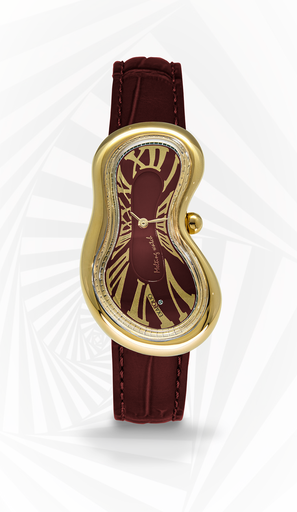 [EX0002.0006] Classic Melting Watch PVDYG SS 316L Italian Burgundy HS Code 9102.11.65
